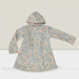 Detská softshell bunda - ASYMETRIC flowers dusty mint