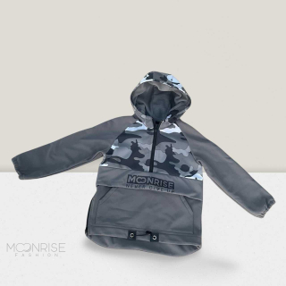 Detská softshell bunda - anorak  camu grey