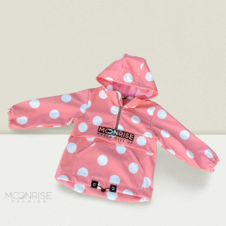 Detská softshell bunda - anorak white big dots