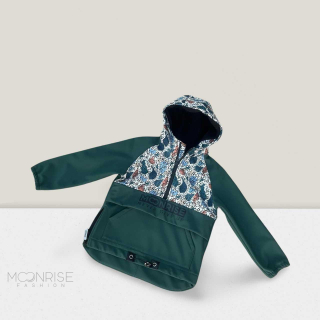 Detská softshell bunda - anorak stones forest green