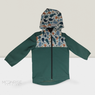 Detská softshell bunda never give up - stones forest green