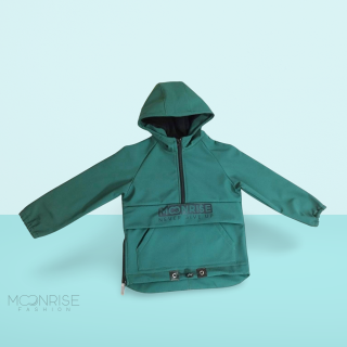 Detská softshell bunda - anorak forest green